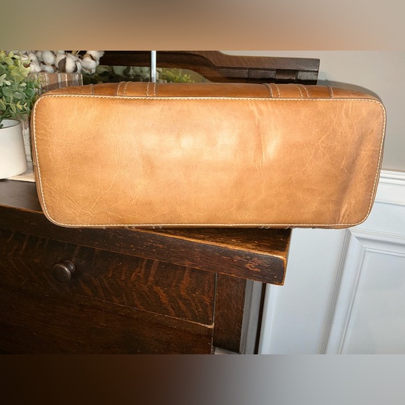 NWT Frye Melissa Leather Shopper Tote Shoulder Bag Beige Brown Retail  $358 - Picture 6 of 13